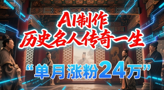 暴力起号！用AI制作历史名人传奇一生，单月涨粉24W，涨粉+变现赛道黑马来了-富爸爸项目圈