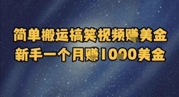 简单搬运搞笑视频挣美金，新手一个月入1k美金-富爸爸项目圈