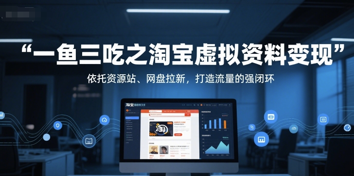 一鱼三吃之淘宝虚拟资料变现，依托资源站、网盘拉新，打造流量的强闭环-富爸爸项目圈