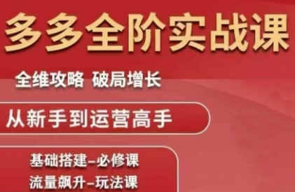 拼多多全阶实战课程，全维攻略，破局增长，从新手到运营高手-富爸爸项目圈