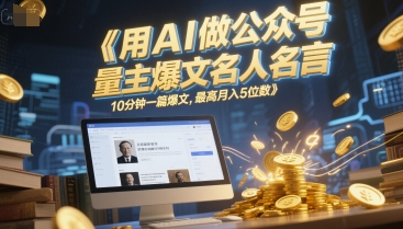 用AI做公众号流量主爆文名人名言，10分钟一篇爆文，最高月入5位数-富爸爸项目圈