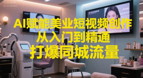 AI赋能美业短视频创作，从入门到精通，打爆同城流量，超级AI工具短视频实操落地-富爸爸项目圈