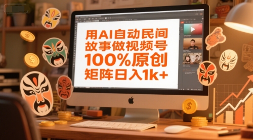 用AI自动民间故事做视频号，100%原创，矩阵日入1k+-富爸爸项目圈