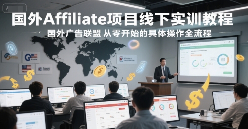 国外Affiliate项目线下实训教程，国外广告联盟从零开始的具体操作全流程-富爸爸项目圈