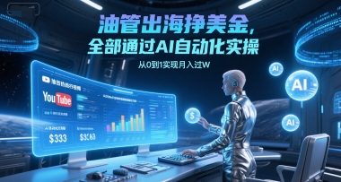 油管出海挣美金，全部通过AI自动化实操，从0到1实现月入过W-富爸爸项目圈