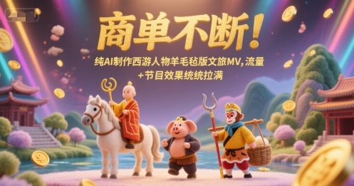 商单不断！纯AI制作西游人物羊毛毡版文旅MV，流量+节目效果统统拉满-富爸爸项目圈