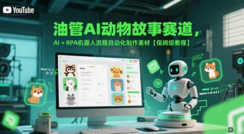 油管AI动物故事赛道，AI+RPA机器人流程自动化制作素材【保姆级教程】-富爸爸项目圈