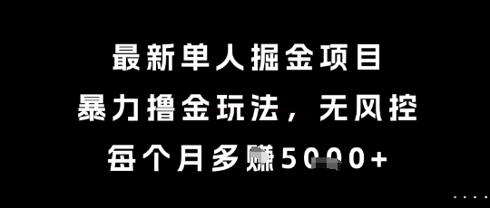 最新单人掘金项目，暴力撸金玩法，无风控，每个月多挣5k+【揭秘】-富爸爸项目圈