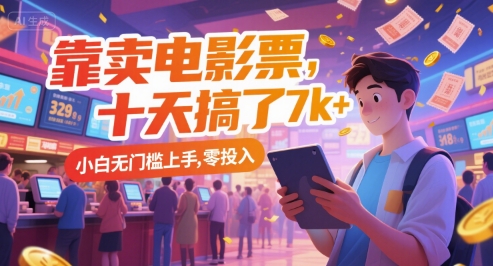 靠卖电影票，十天搞了7k+，小白无门槛上手，零投入【揭秘】-富爸爸项目圈