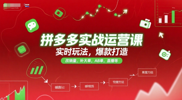 拼多多实战运营课，实时玩法，爆款打造，改销量，补大单，AB单，直播等（更新2025月）-富爸爸项目圈