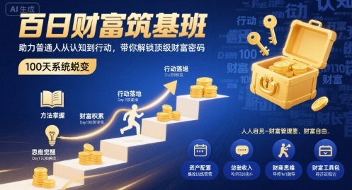 百日财富筑基班，助力普通人从认知到行动，带你解锁顶级财富密码-富爸爸项目圈