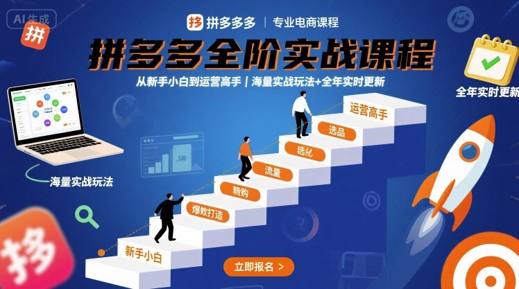 拼多多全阶实战课程，从新手小白到运营高手，海量实战玩法+全年实时更新【2025年9月更新】-富爸爸项目圈