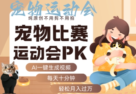 AI一键生成宠物比赛运动会PK视频，纯原创不用剪不用拍，每天十分钟，轻松月入过1W+-富爸爸项目圈