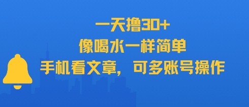 一天撸30+，像喝水一样简单，手机看文章，可多账号操作-富爸爸项目圈