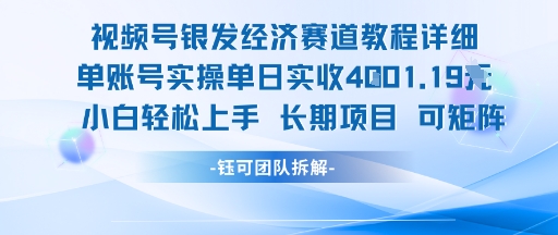 视频号银发经济赛道单账号实操单日实收1k+，小白轻松上手长期项目-富爸爸项目圈