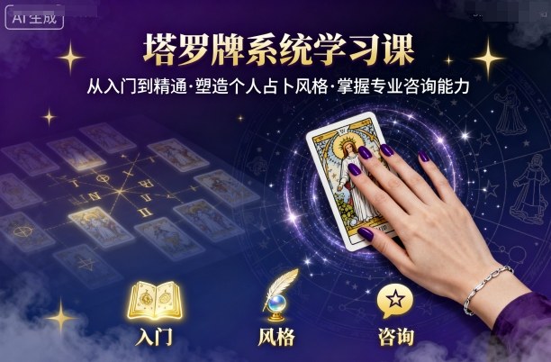 塔罗牌系统学习课，助你从入门到精通，塑造个人占卜风格，掌握专业咨询能力-富爸爸项目圈