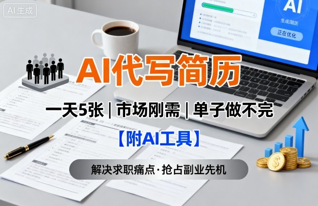 AI代写简历，一天5张，今年找工作难，市场刚需，单子做不完【附AI工具】-富爸爸项目圈