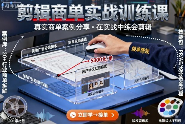 剪辑商单实战训练课，真实商单案例分享，在实战中练会剪辑-富爸爸项目圈