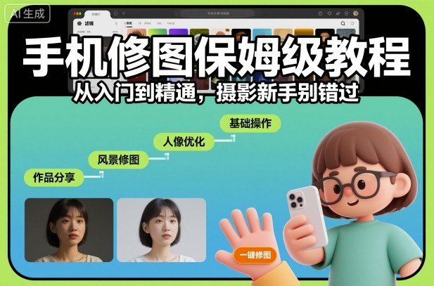 手机修图保姆级教程，从入门到精通，摄影新手别错过-富爸爸项目圈
