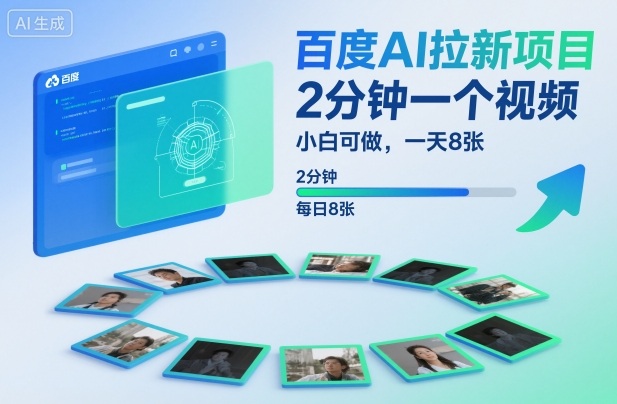 百度AI拉新项目，2分钟一个视频，小白可做，一天8张【附案例+保姆级教程】-富爸爸项目圈