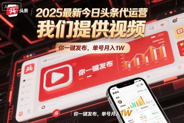 2025最新今日头条代运营，我们提供视频，你一键发布，单号月入1W【揭秘】-富爸爸项目圈