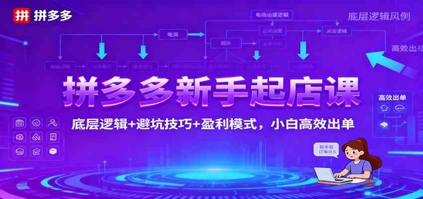 拼多多新手起店课：底层逻辑+避坑技巧+盈利模式，小白高效出单-富爸爸项目圈