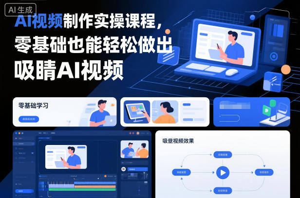 AI视频制作实操课程，零基础也能轻松做出吸睛AI视频-富爸爸项目圈
