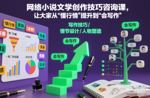 网络小说文学创作技巧咨询课，让大家从“懂行情”提升到”会写作”的高度-富爸爸项目圈