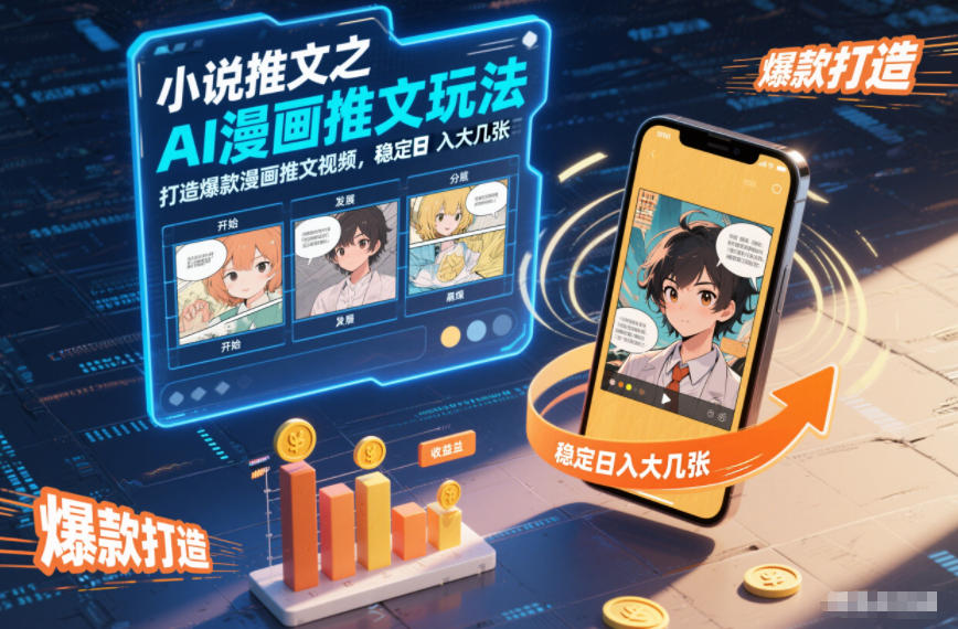 小说推文之AI漫画推文玩法，打造爆款漫画推文视频，稳定日入大几张-富爸爸项目圈