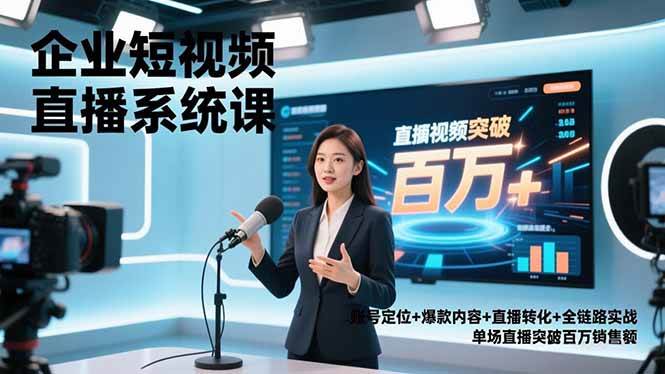 （16878期）企业短视频直播系统课，账号定位+爆款内容+直播转化+全链路实战，单场直播突破百万销售额-富爸爸项目圈