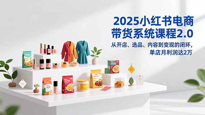 （16880期）2025小红书电商带货系统课程2.0，从开店、选品、内容到变现的闭环，单店月利润达2万-富爸爸项目圈
