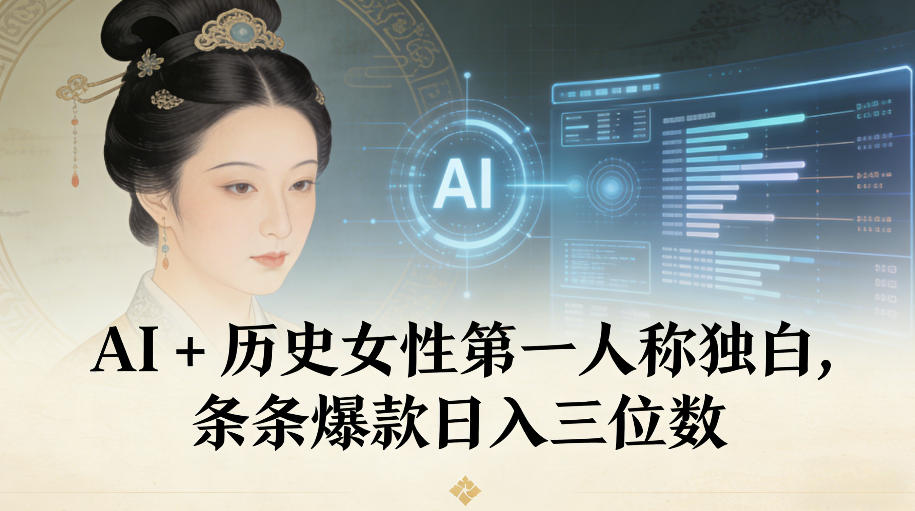 AI+历史女性第一人称独白，条条爆款日入三位数-富爸爸项目圈