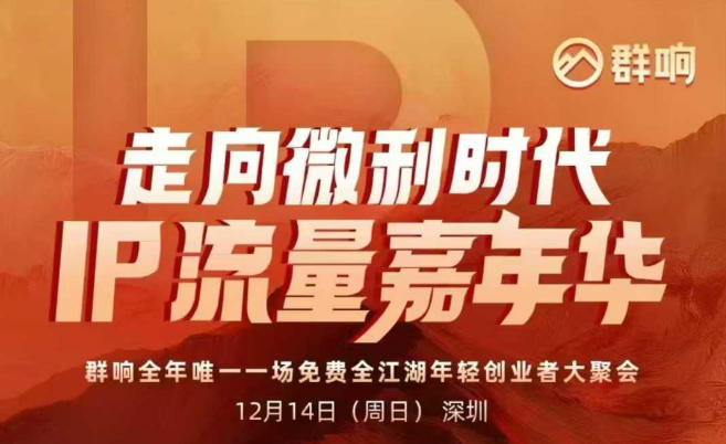 2025ip嘉年华万人12月14深圳线下课，走向微利时代，IP流量嘉年华，实操性极强的商业干货课-富爸爸项目圈