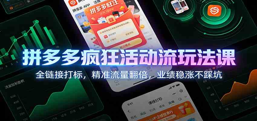 拼多多疯狂活动流玩法课：全链接打标，精准流量翻倍，业绩稳涨不踩坑-富爸爸项目圈