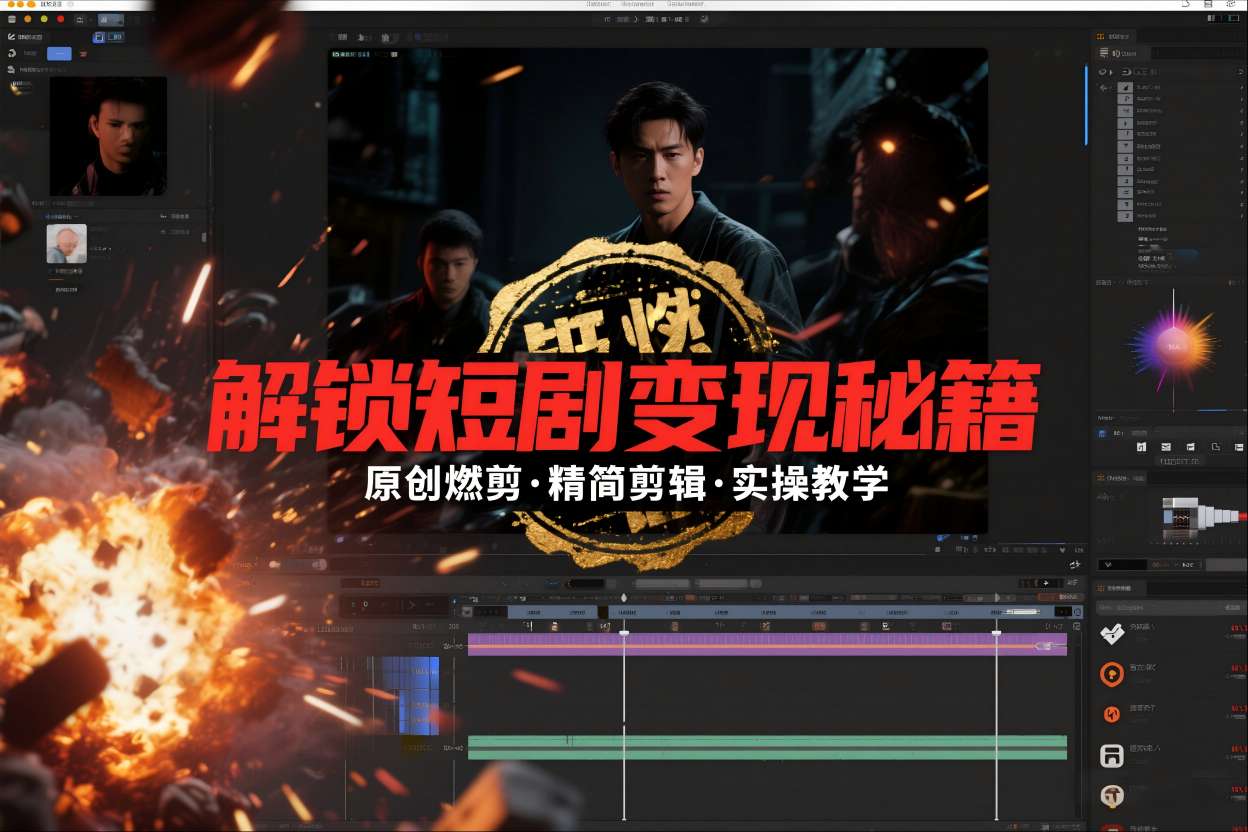 短剧拉新之原创燃剪精简剪辑实操课，解锁短剧变现秘籍-富爸爸项目圈