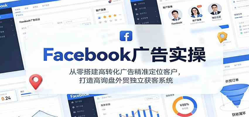 Facebook广告实操，从零搭建高转化广告精准定位客户，打造高询盘外贸独立获客系统-富爸爸项目圈