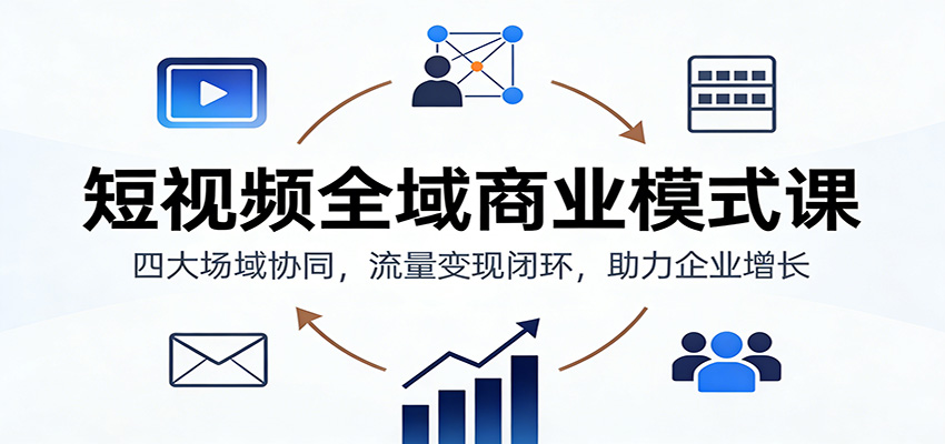 短视频全域商业模式课：四大场域协同，流量变现闭环，助力企业增长-富爸爸项目圈