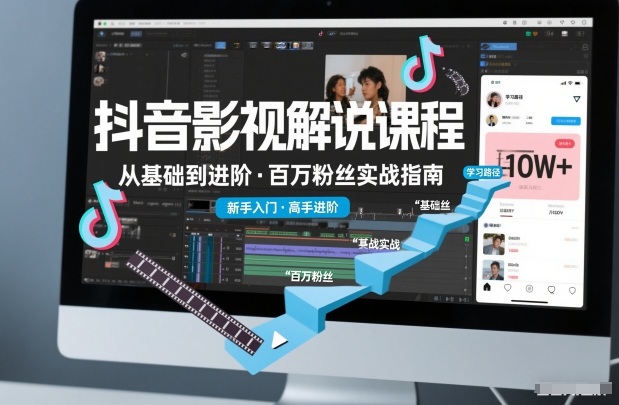抖音百万粉丝影视解说课程，基础到进阶课，适合新手和进阶学习-富爸爸项目圈