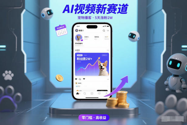 AI视频新赛道，宠物播客仅注册5天涨粉2W，收益非常可观-富爸爸项目圈
