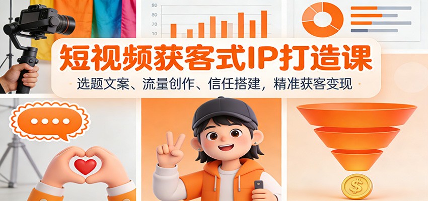 短视频获客式IP打造课：选题文案、流量创作、信任搭建，精准获客变现-富爸爸项目圈