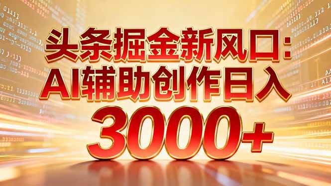 （16923期）头条掘金新风口：AI辅助创作日入3000+，矩阵玩法当天启动隔天见效-富爸爸项目圈