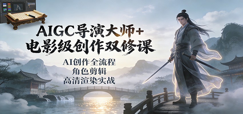 AIGC导演大师+电影级创作双修课：AI创作全流程、角色剪辑、高清渲染实战-富爸爸项目圈