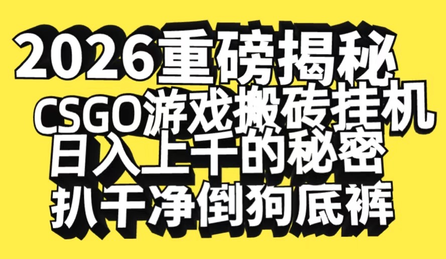 2026开年重磅解密，CSGO游戏搬砖挂机日入上千的秘密，把倒狗的底裤扒干-富爸爸项目圈