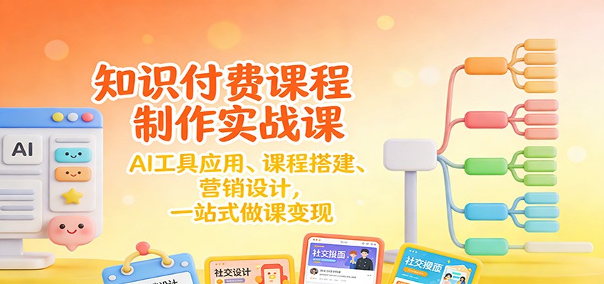 知识付费课程制作实战课：AI工具应用 、课程搭建、营销设计，一站式做课变现-富爸爸项目圈