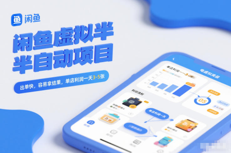 闲鱼虚拟半自动项目，出单快，容易拿结果，单店利润一天3-5张-富爸爸项目圈
