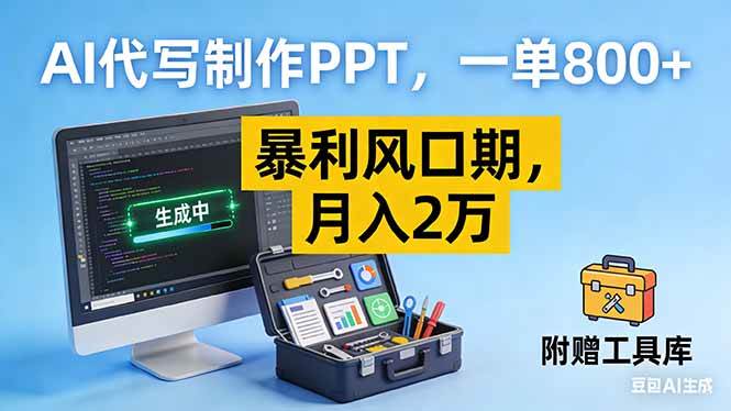 （16967期）AI代写制作PPT，一单800+， 暴利风口期，月入2万【附工具】-富爸爸项目圈