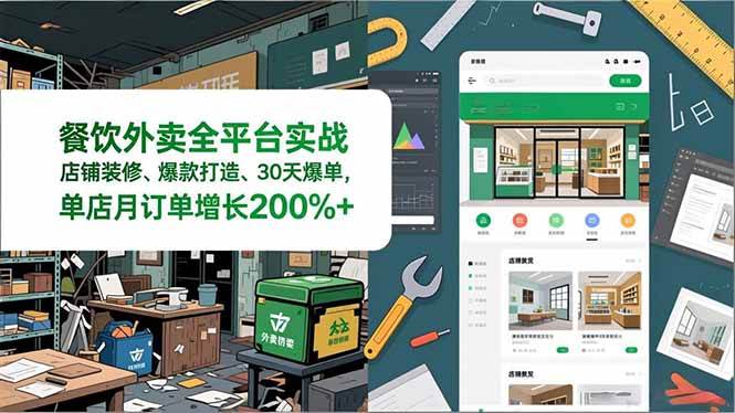 （16978期）餐饮外卖全平台实战，店铺装修、爆款打造、30天爆单，手把手教学，单店月订单增长200%+-富爸爸项目圈