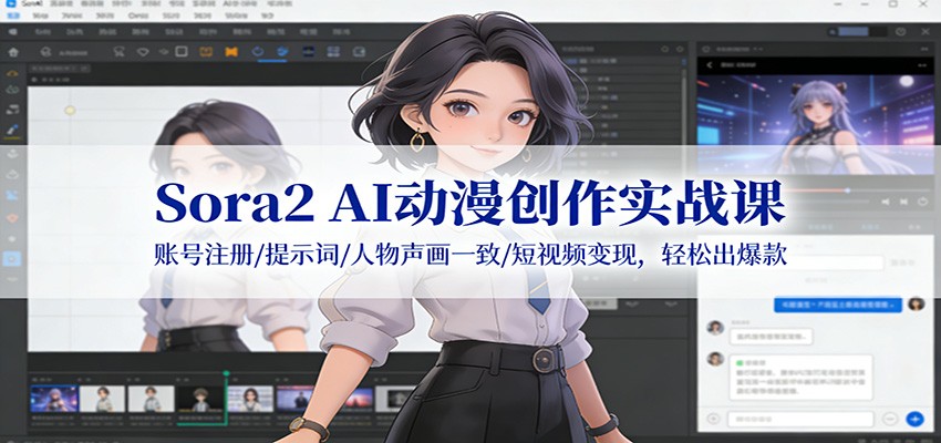 Sora2 AI动漫创作实战课：账号注册/提示词/人物声画一致/短视频变现，轻松出爆款-富爸爸项目圈