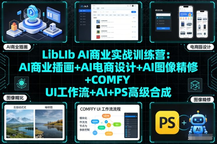 LibLIb AI商业实战训练营：AI商业插画+AI电商设计+AI图像精修+COMFY UI工作流+AI+PS高级合成-富爸爸项目圈